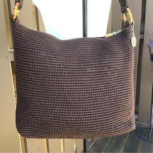The SAK Brown Knit Medium Zip Up Shoulder Bag